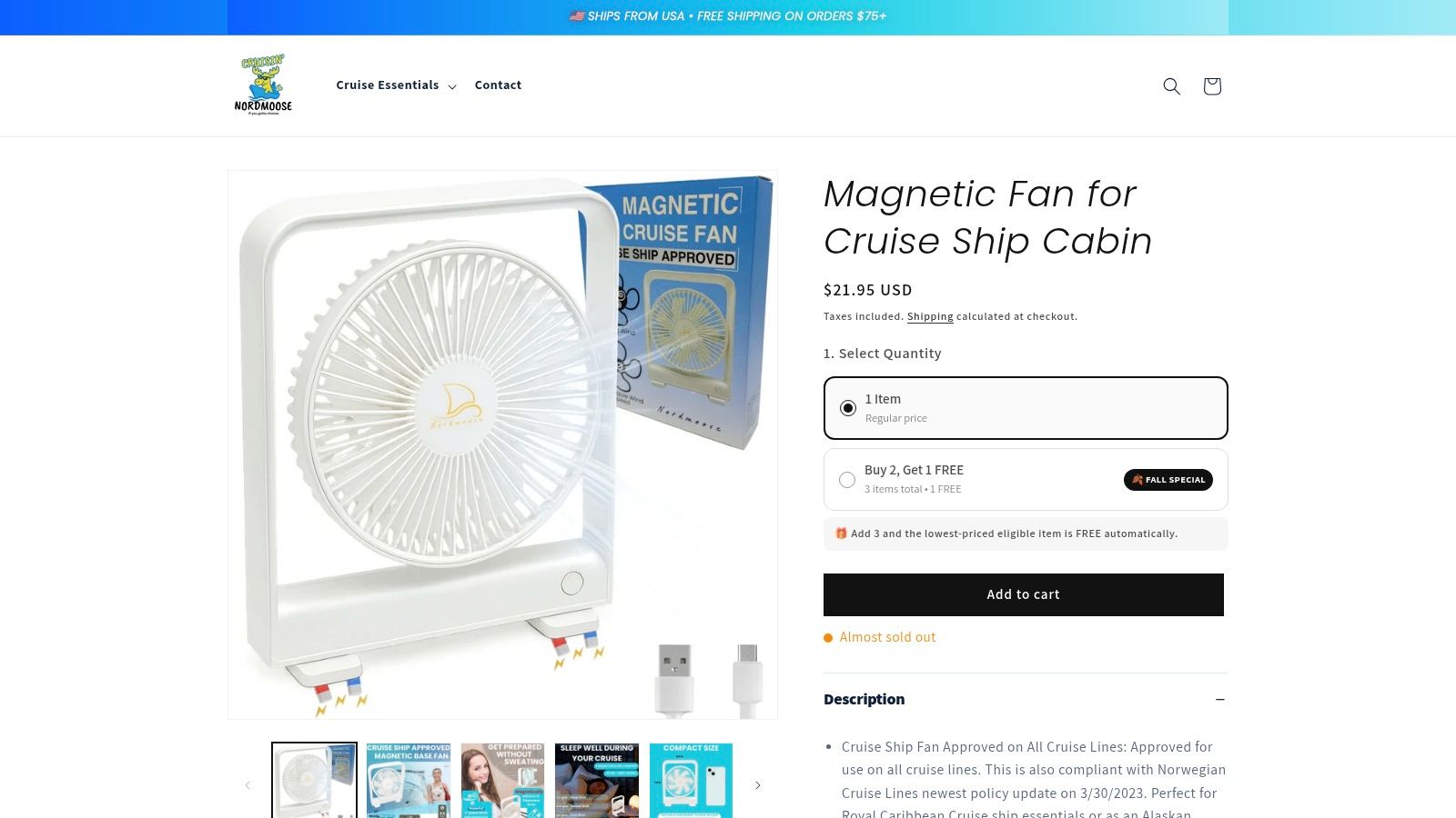 Magnetic Fan for Cruise Ship Cabin