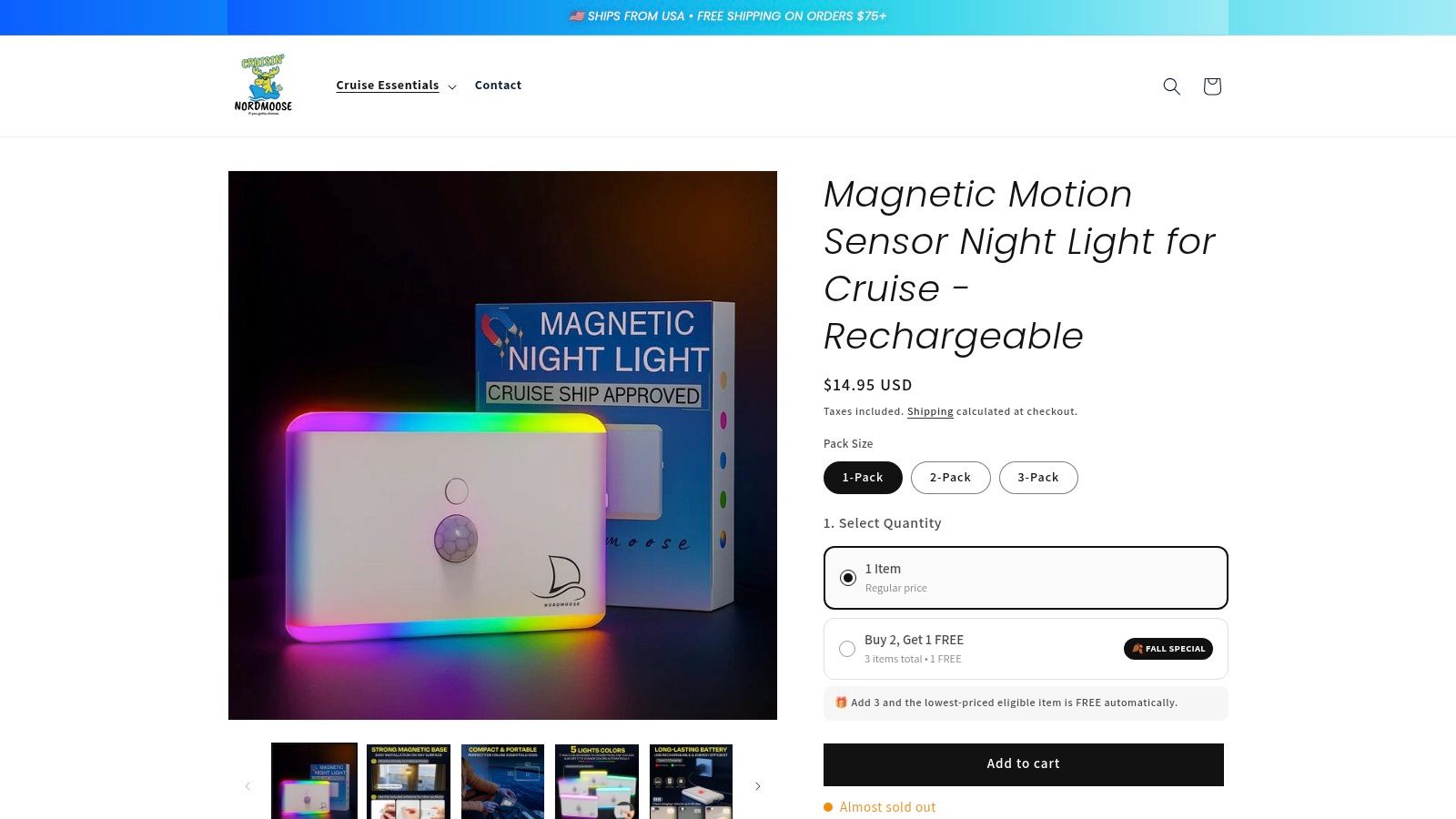 Magnetic Motion Sensor Night Light for Cruise