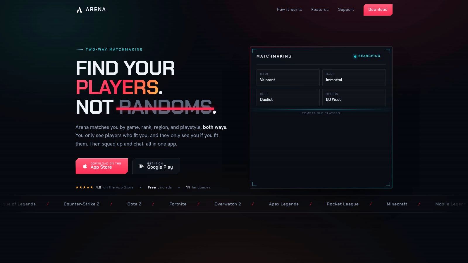 Arena Teammate Finder and Chat