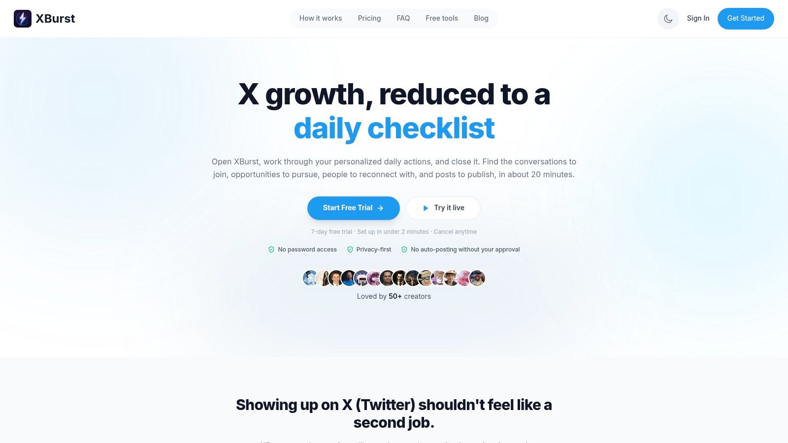 Screenshot from https://xburst.app