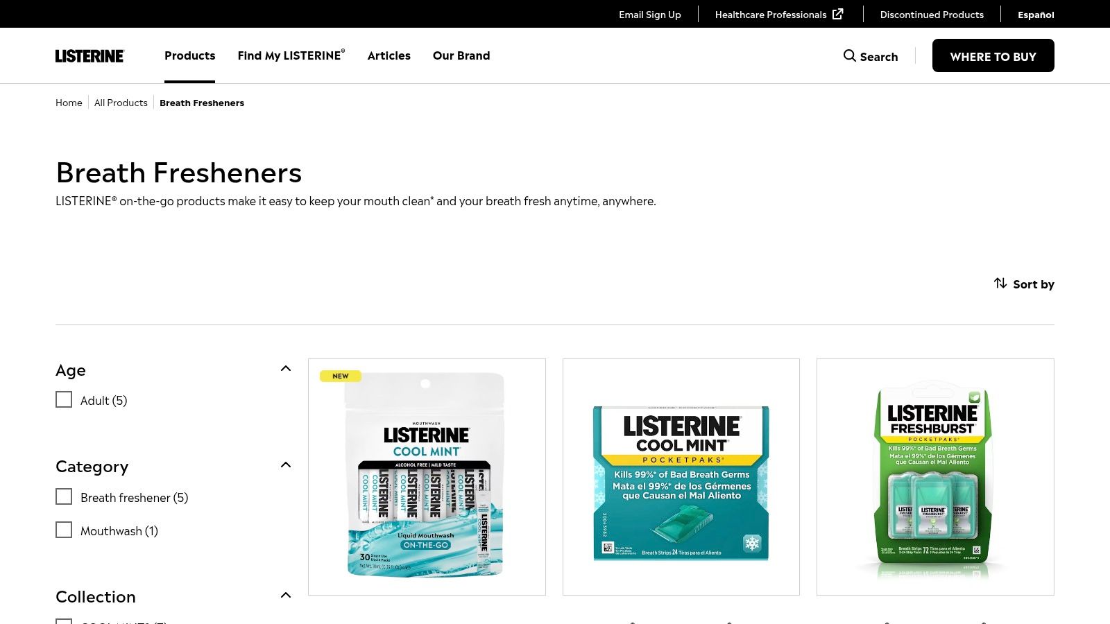 Listerine On-the-Go Breath Fresheners