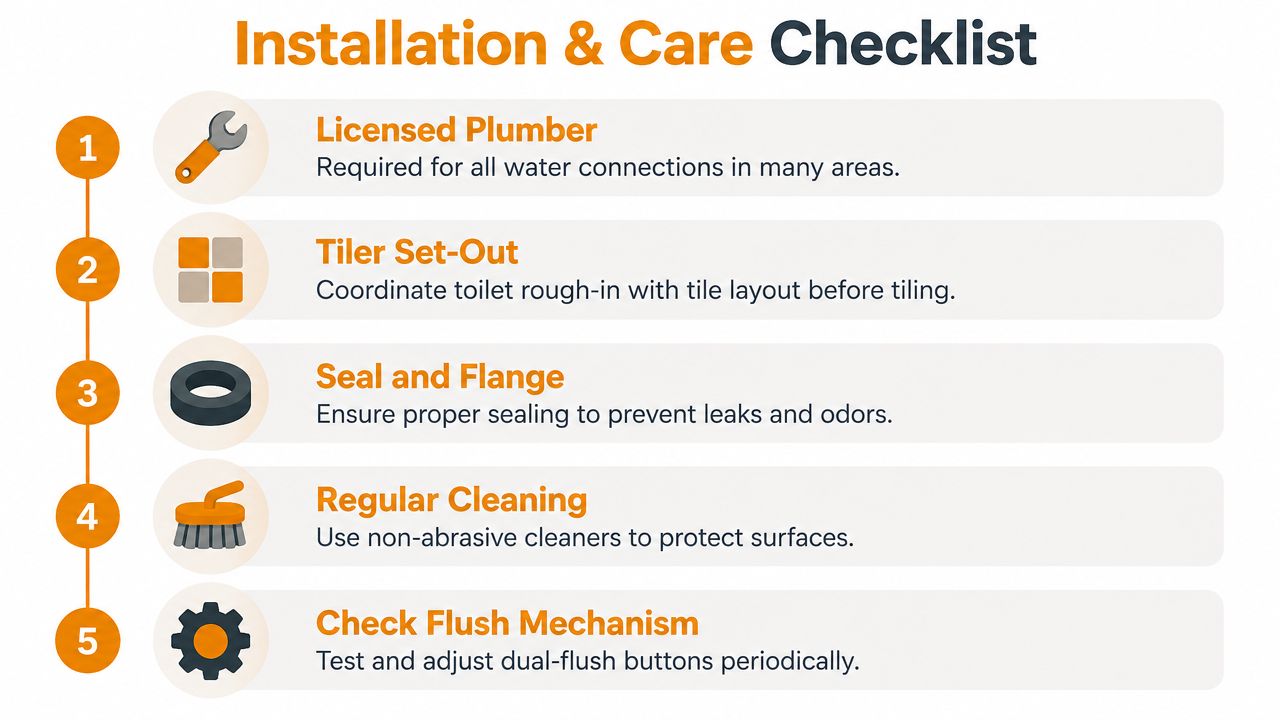 A five-step checklist for the professional installation and proper maintenance of modern toilet suites.
