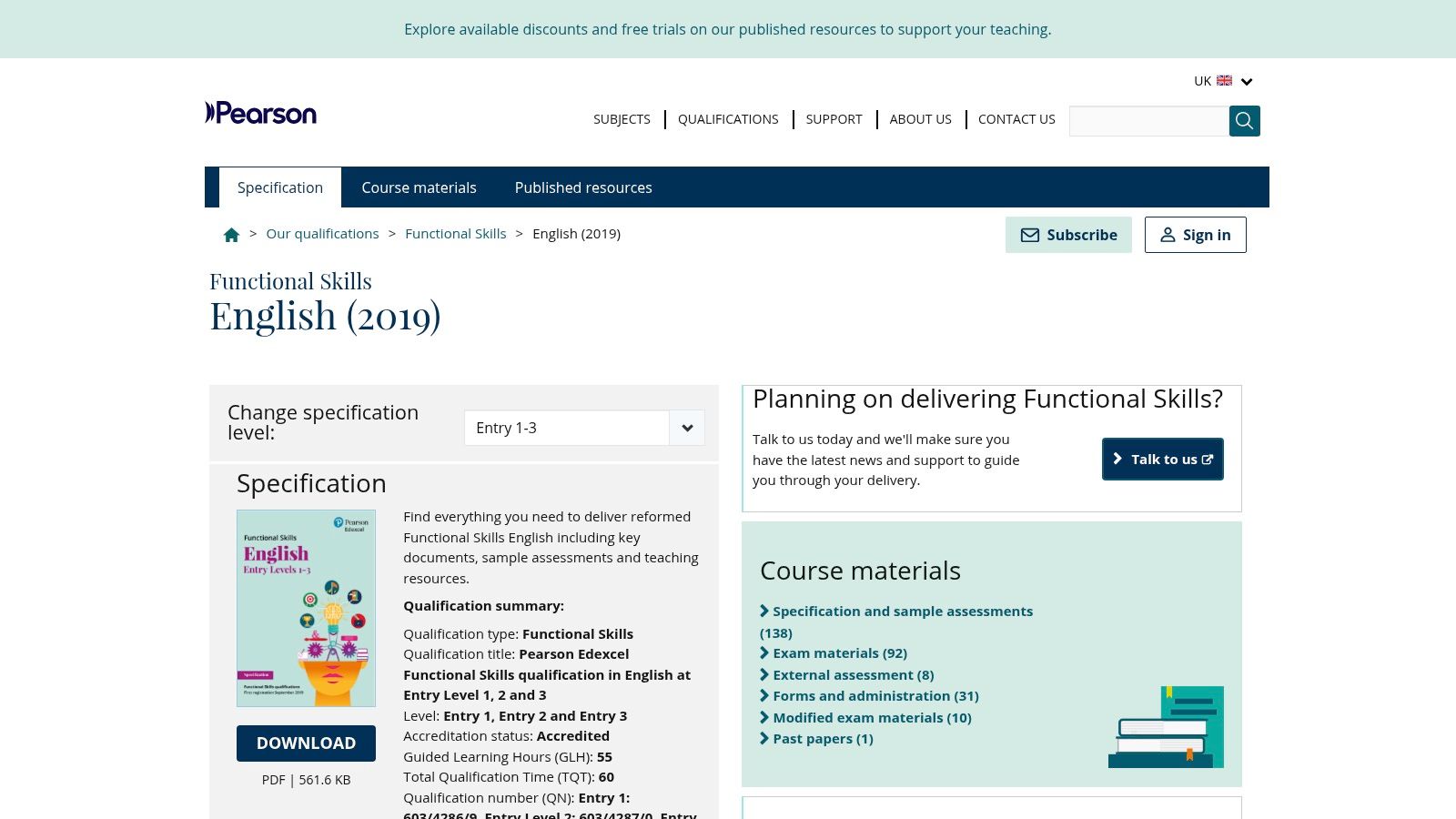 Pearson Edexcel Functional Skills English