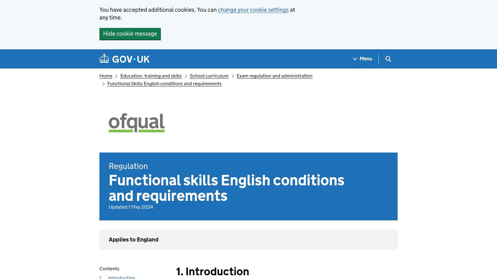 Ofqual Functional Skills English guidance