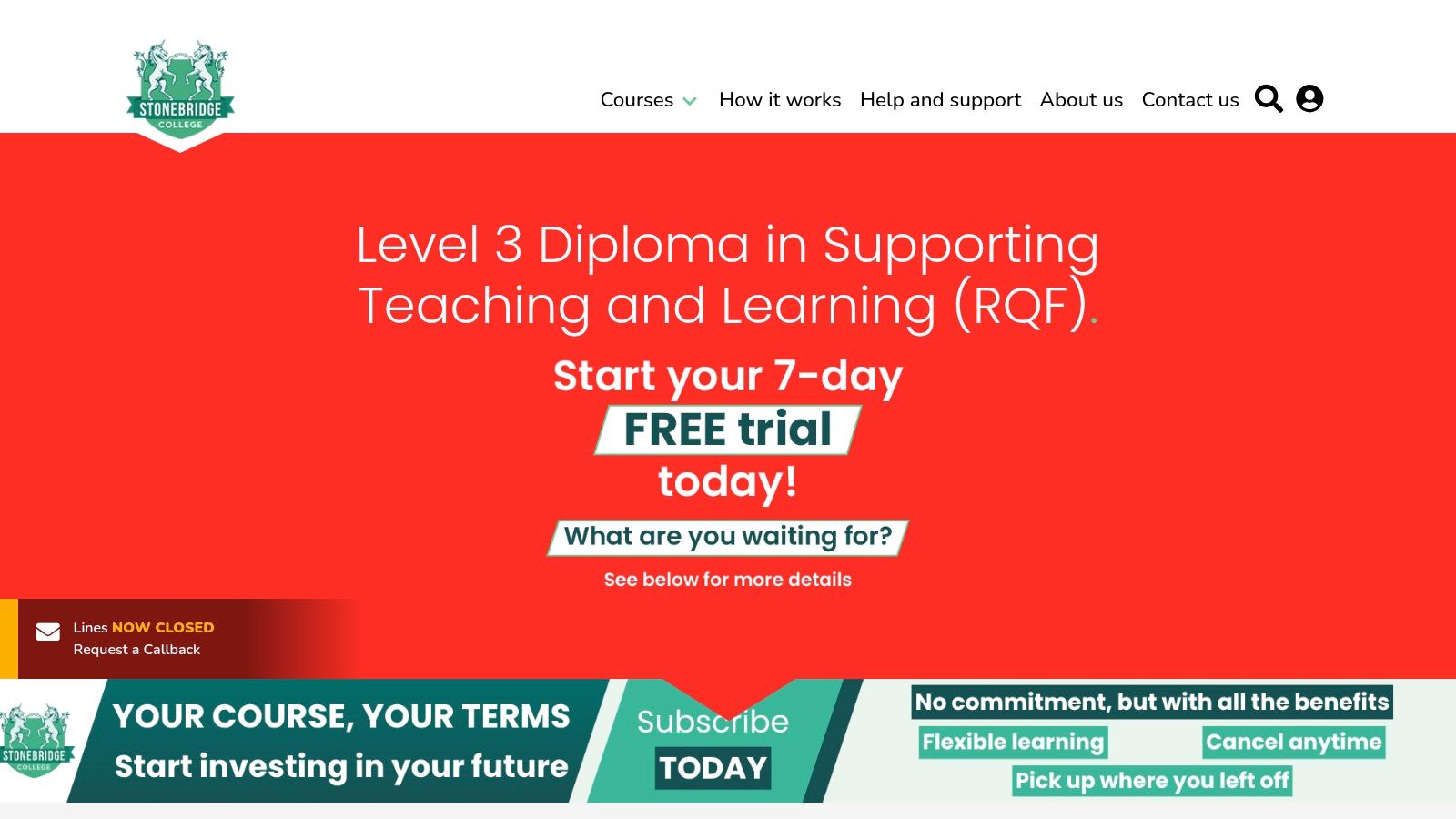 Screenshot from https://www.stonebridge.uk.com/course/teaching-assistant-specialist-support-for-teaching-and-learning-in-schools-qcf
