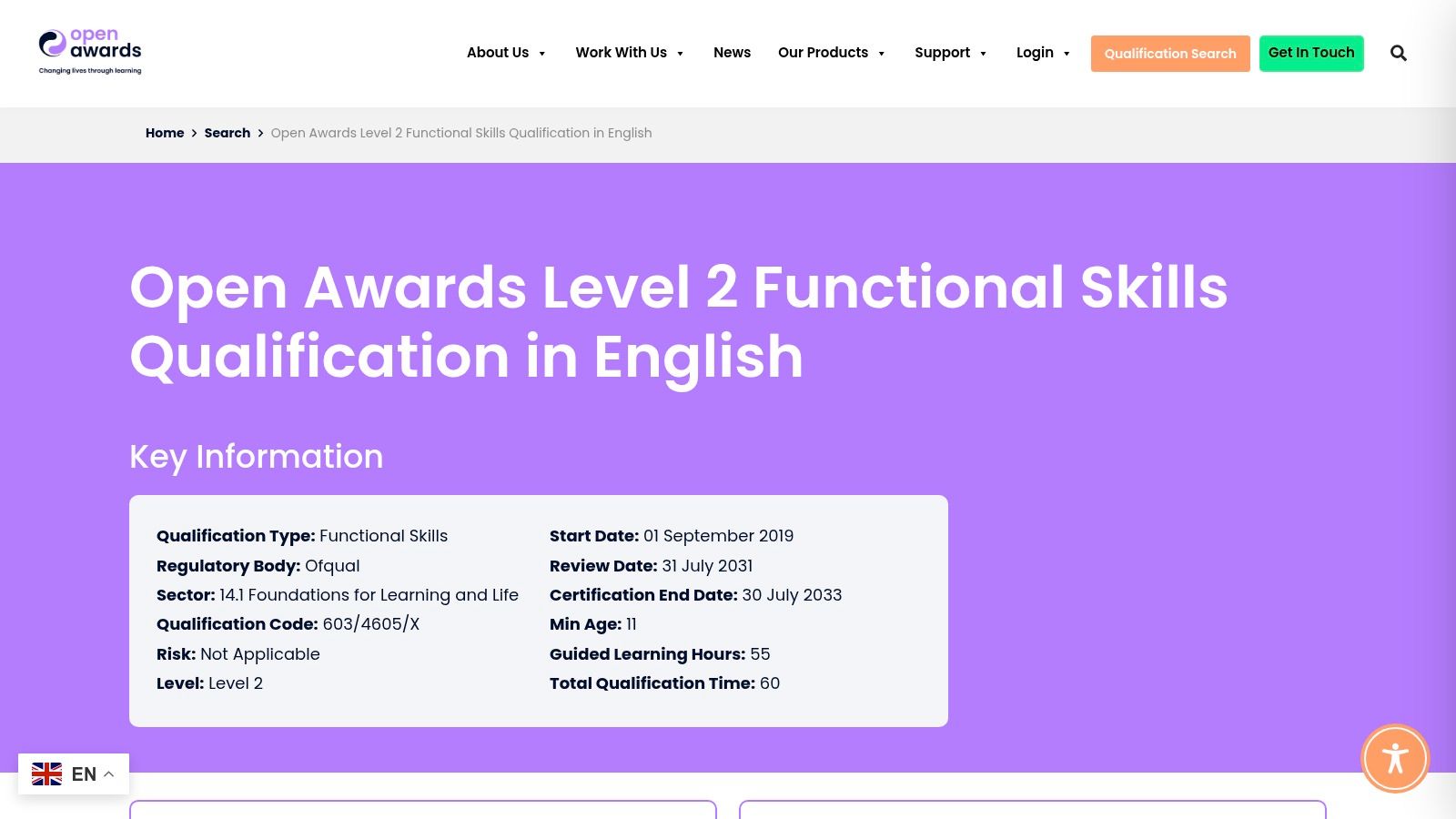 Open Awards Functional Skills English