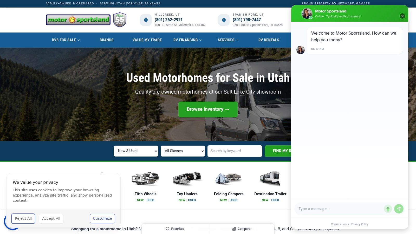 Used Motorhomes for Sale in Utah at Motor Sportsland
