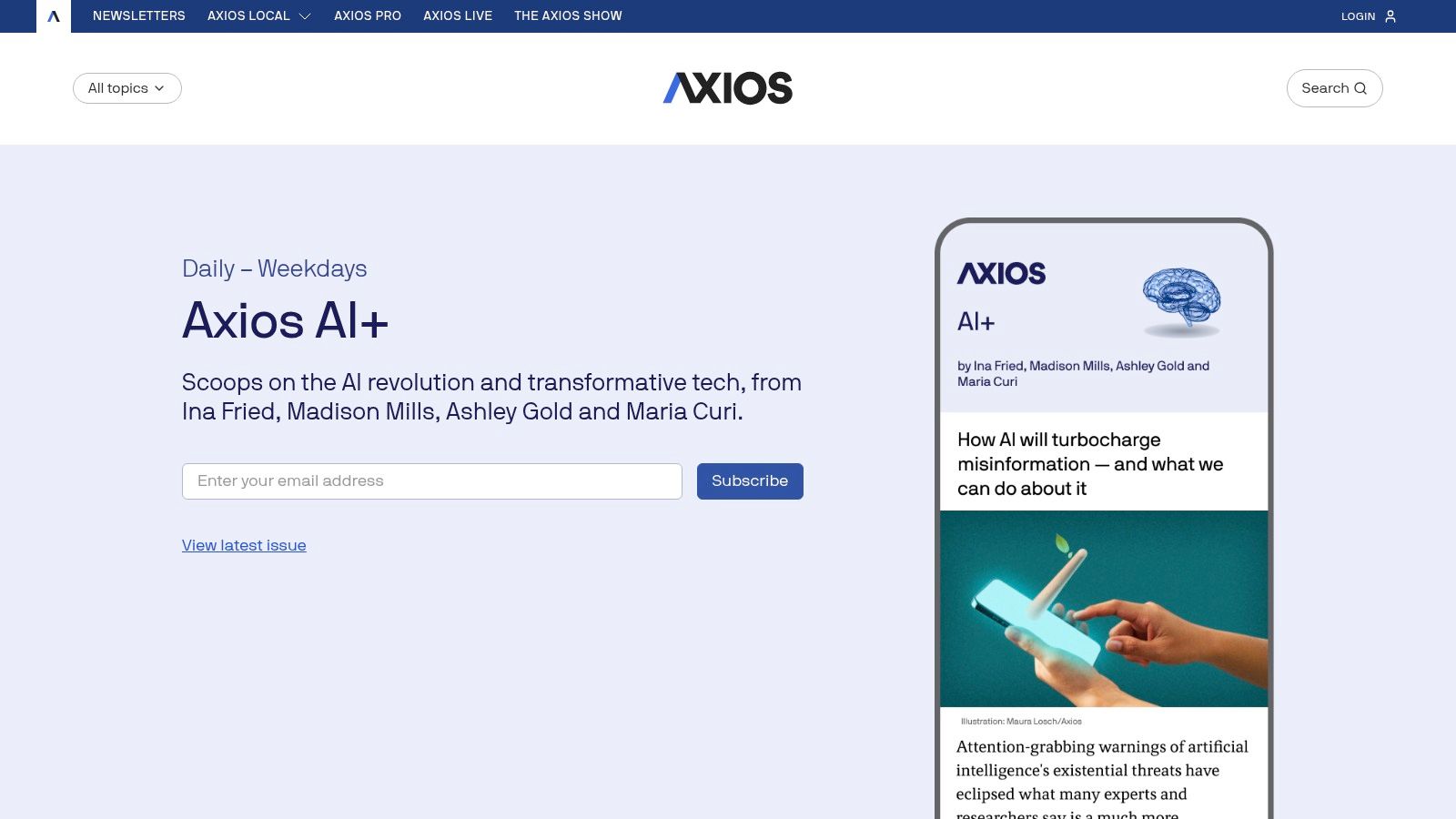 Axios AI+ (policy, governance, and market impact)
