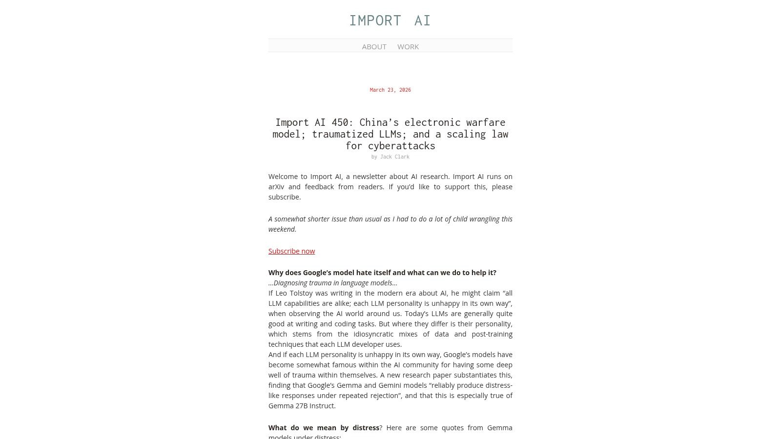 Import AI by Jack Clark