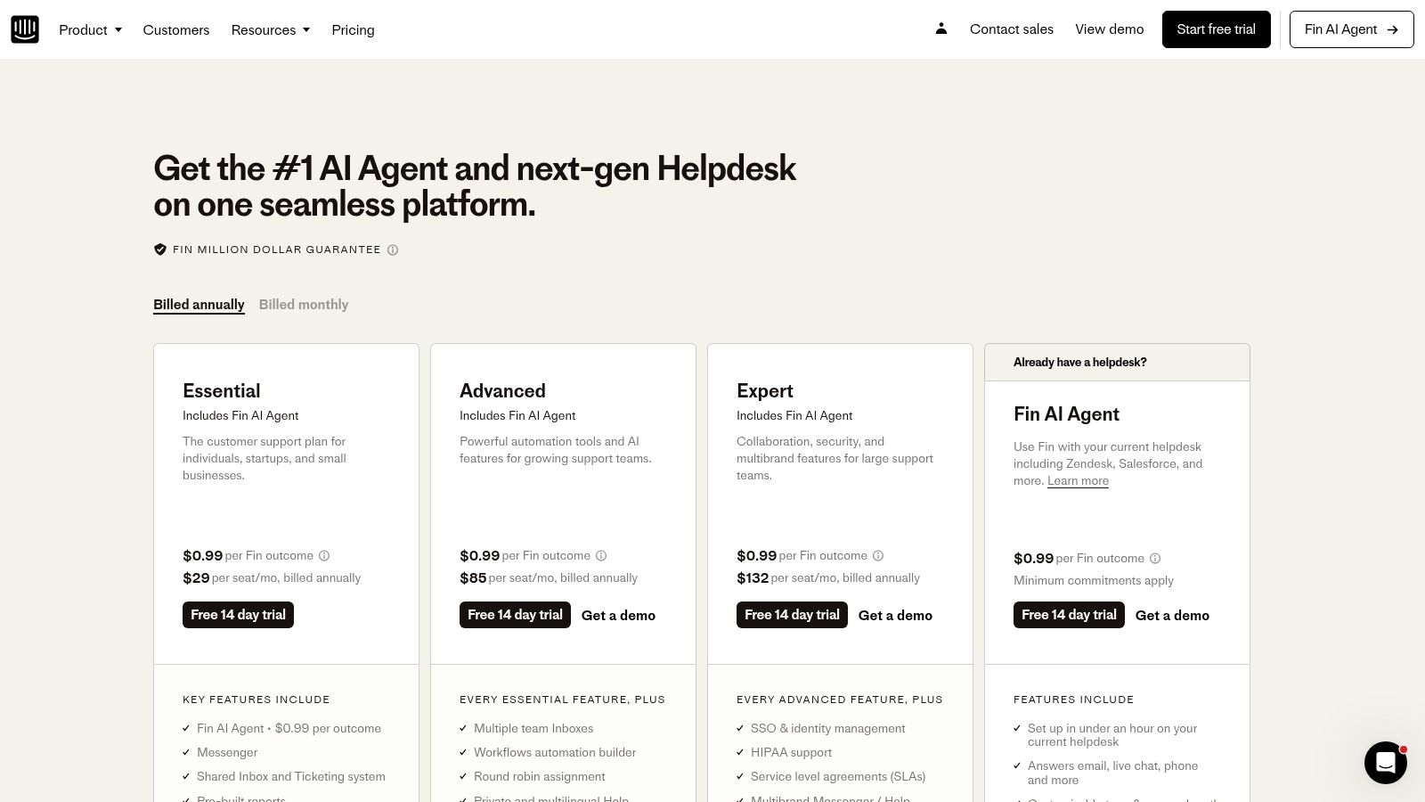 Intercom (Fin AI Agent)