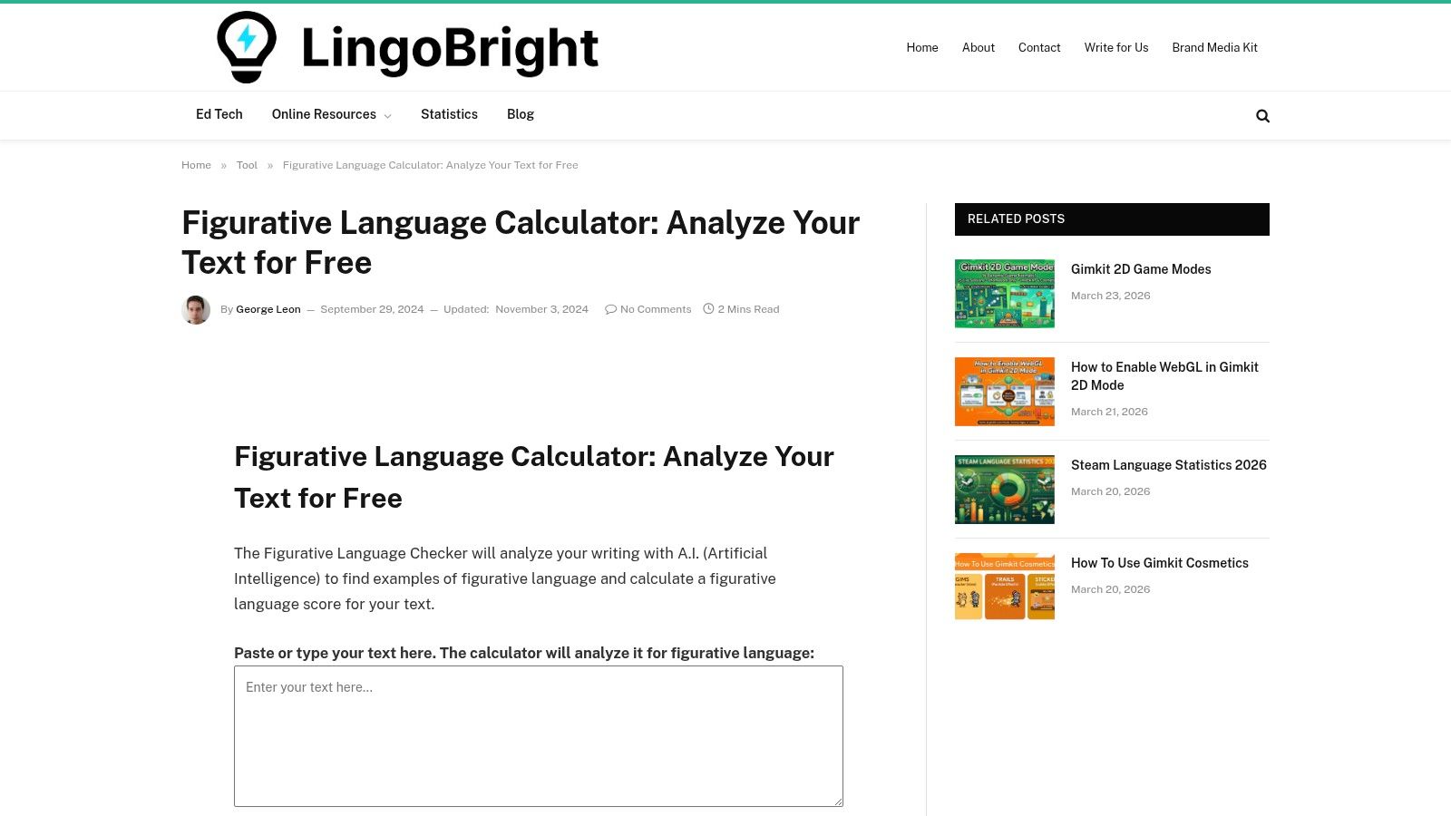 LingoBright – Figurative Language Calculator