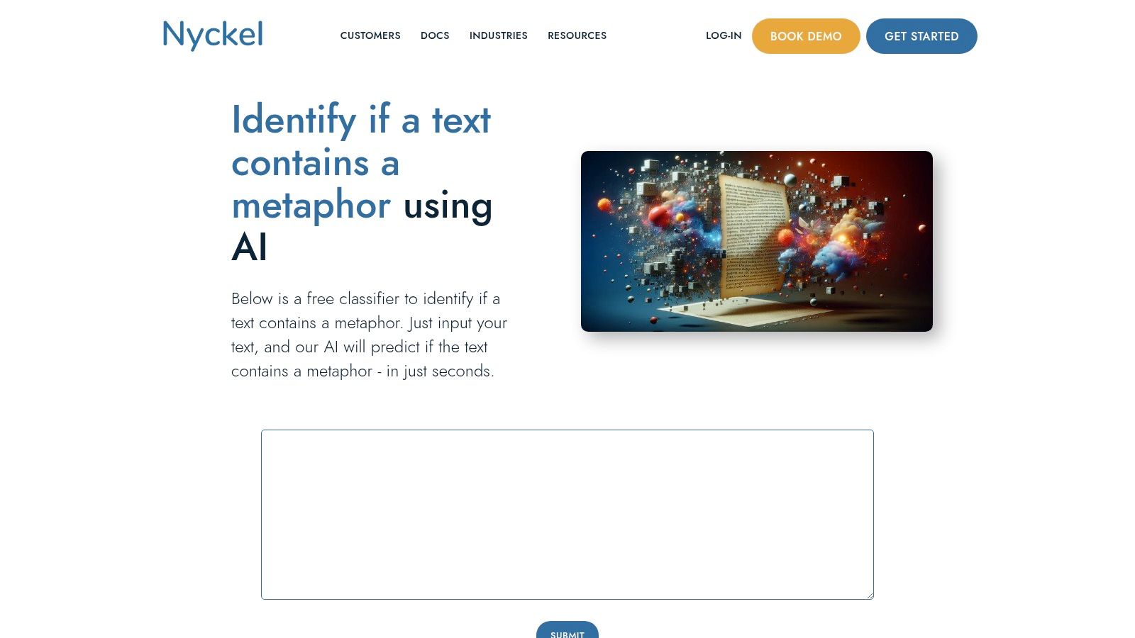 Nyckel – Pretrained "Contains a Metaphor" Classifier (API + Demo)