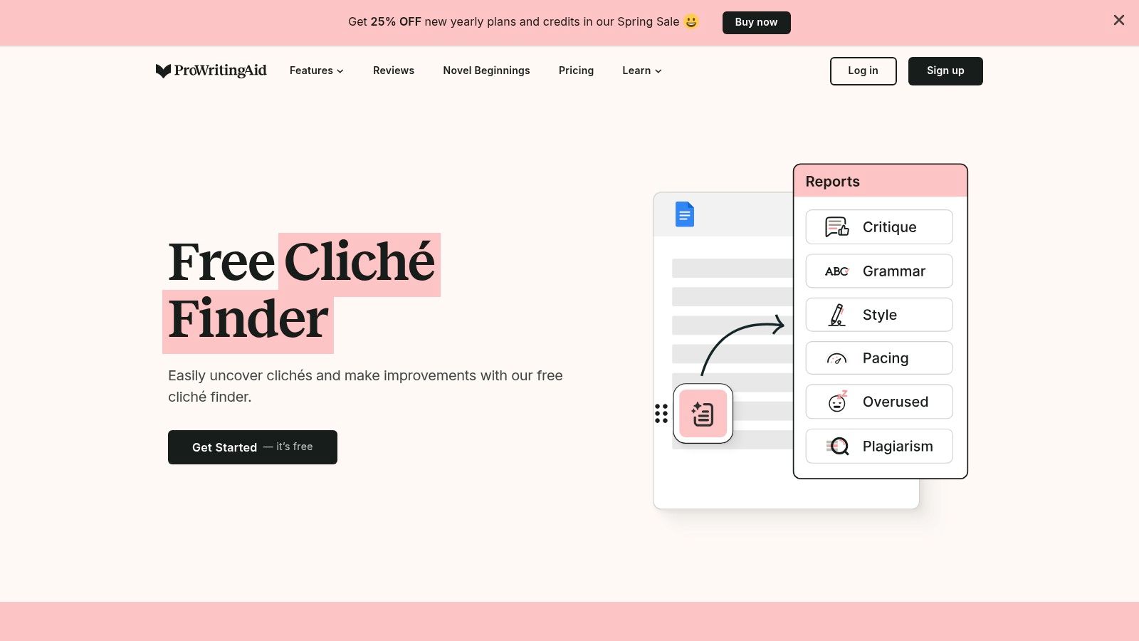 ProWritingAid – Cliché Finder (within Writing Reports)