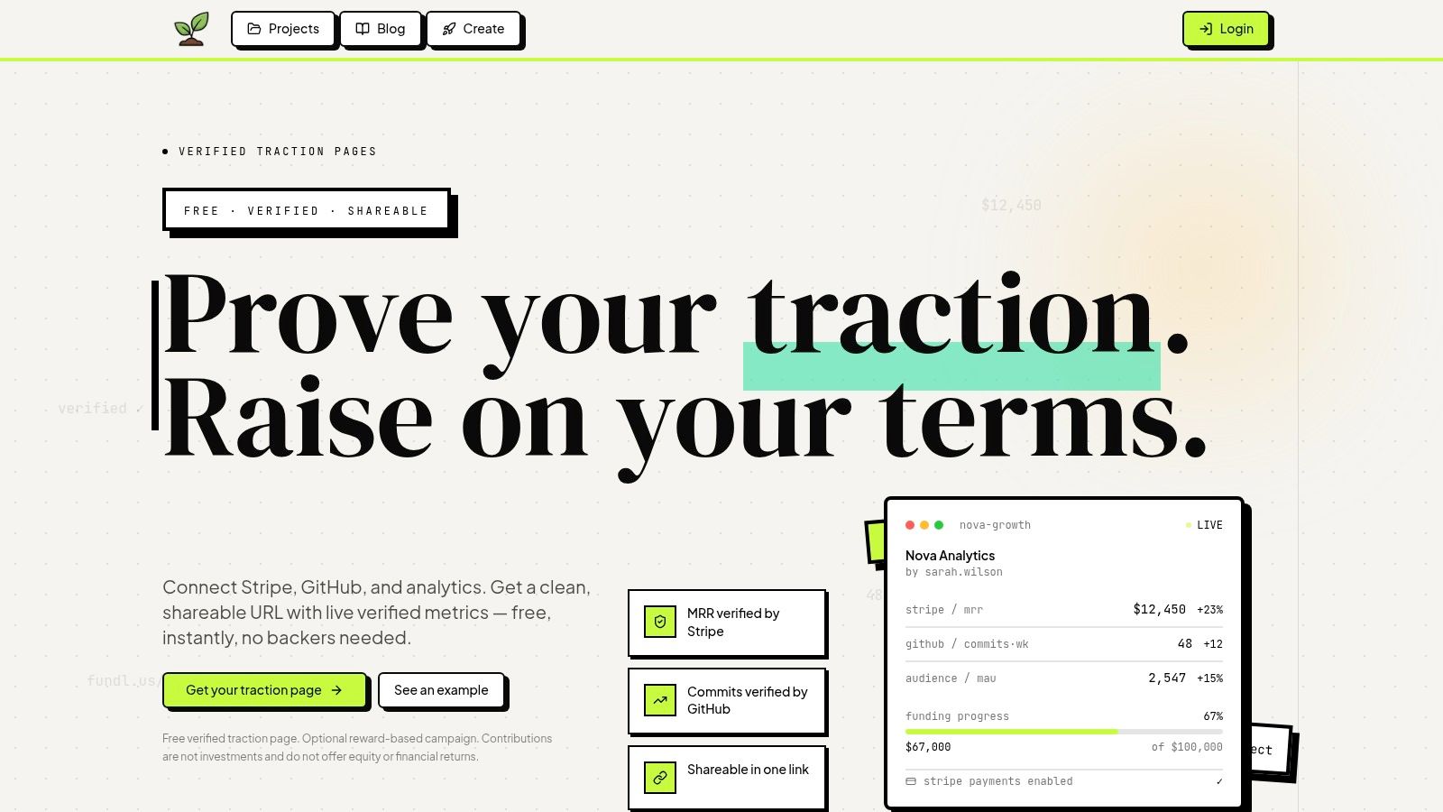 Screenshot from https://www.fundl.us