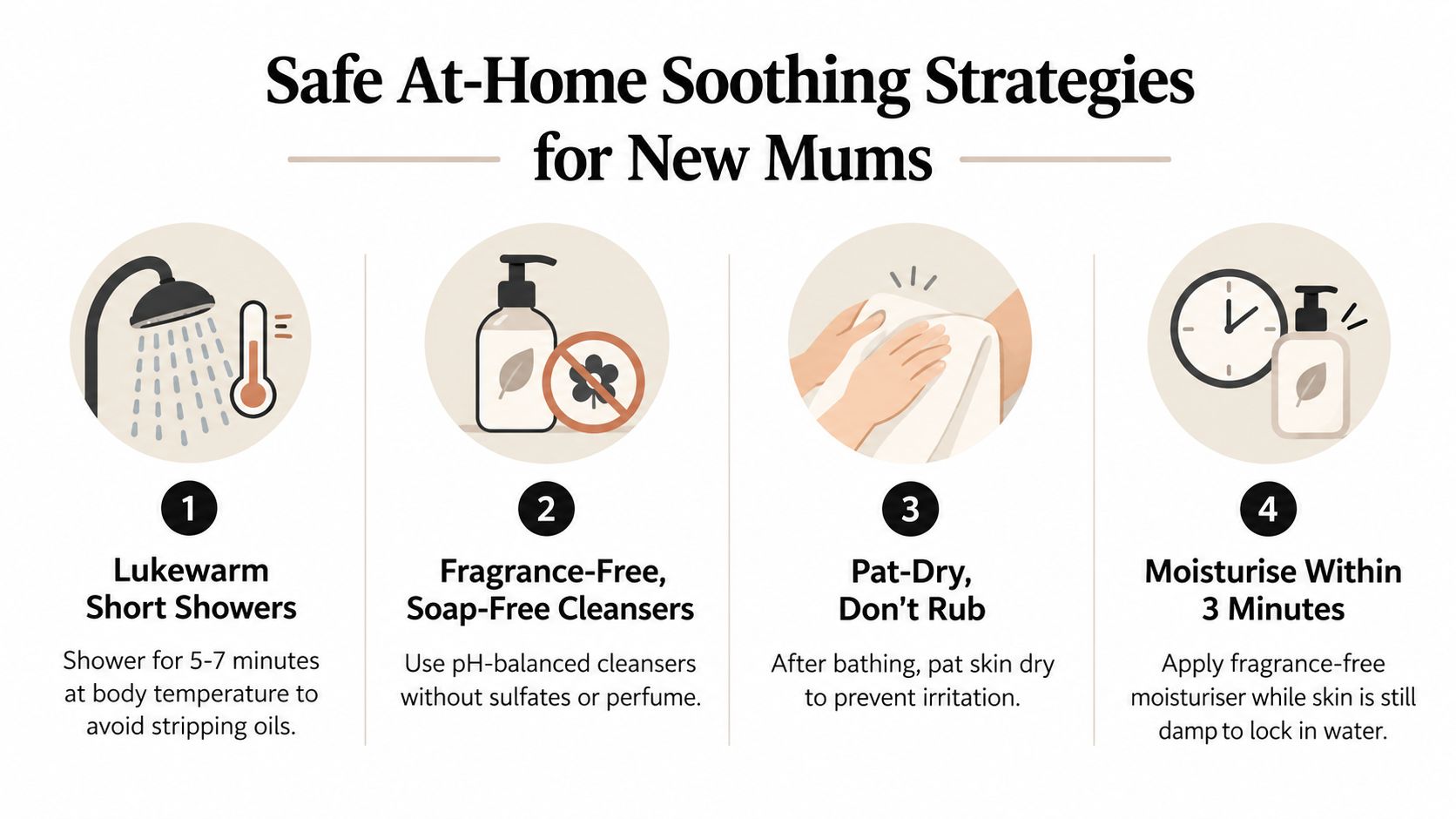 A guide for new mothers on safe at-home strategies to soothe sensitive or itching skin.