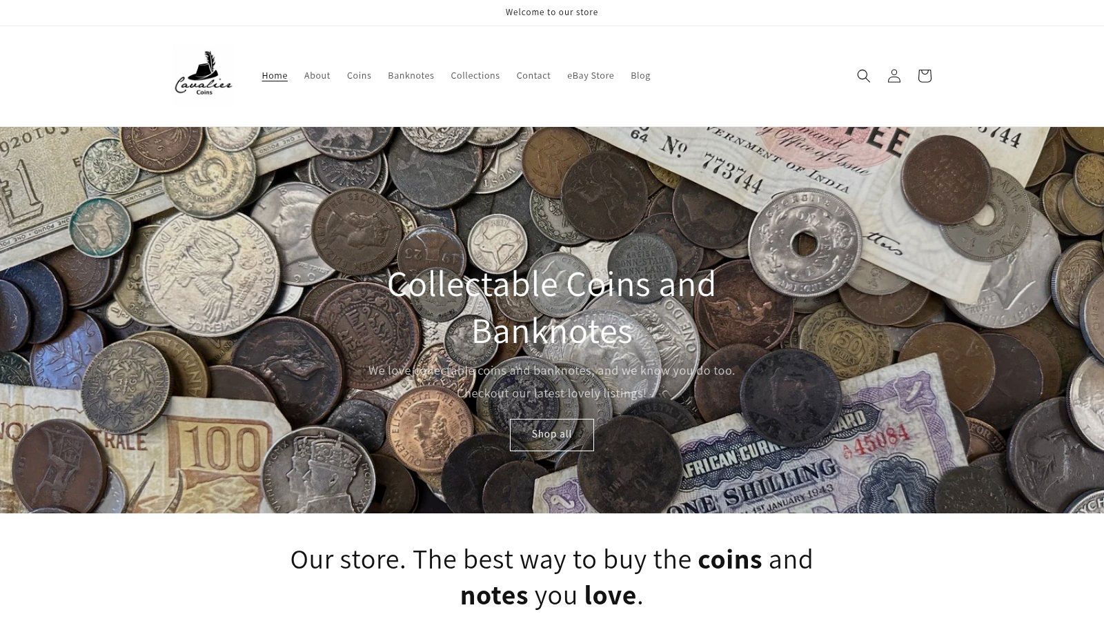 Screenshot from https://www.cavaliercoins.com
