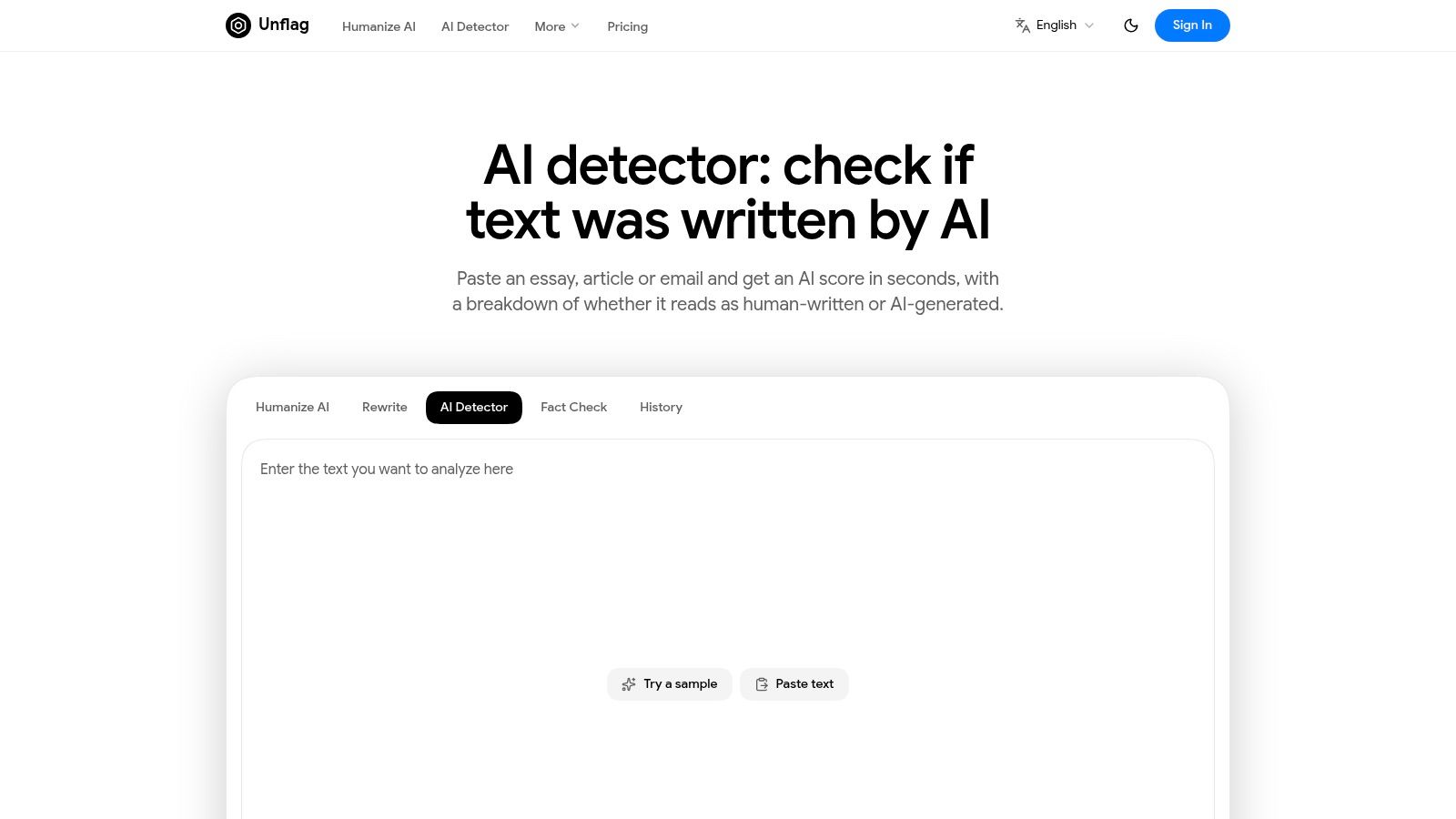 Unflag AI Detector