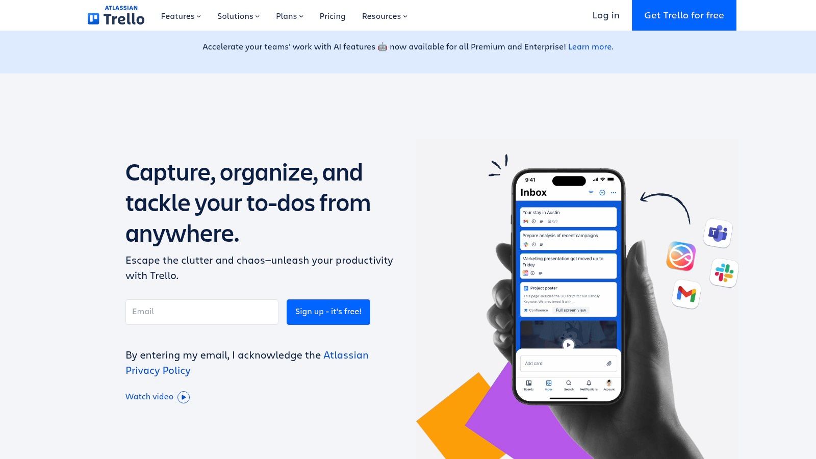 Trello visual planning board