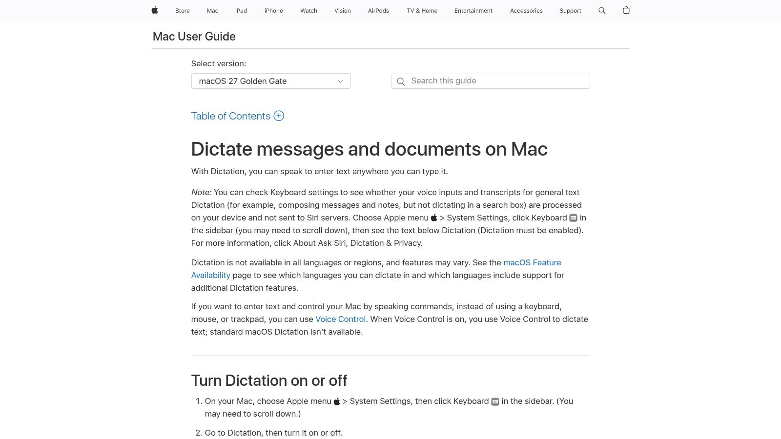 Apple Dictation