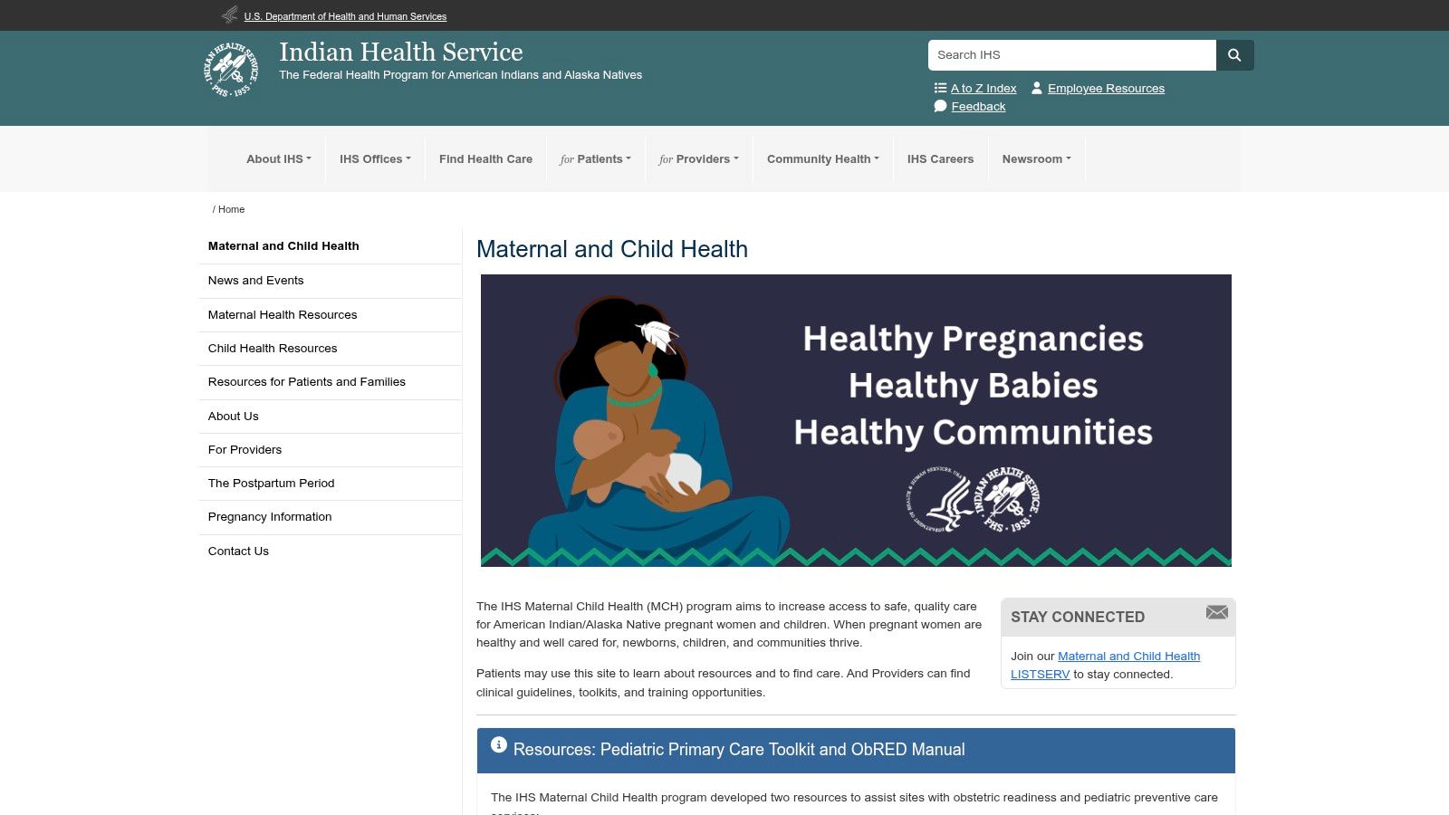 Indian Health Service maternal and child health and Tribal Clinics
