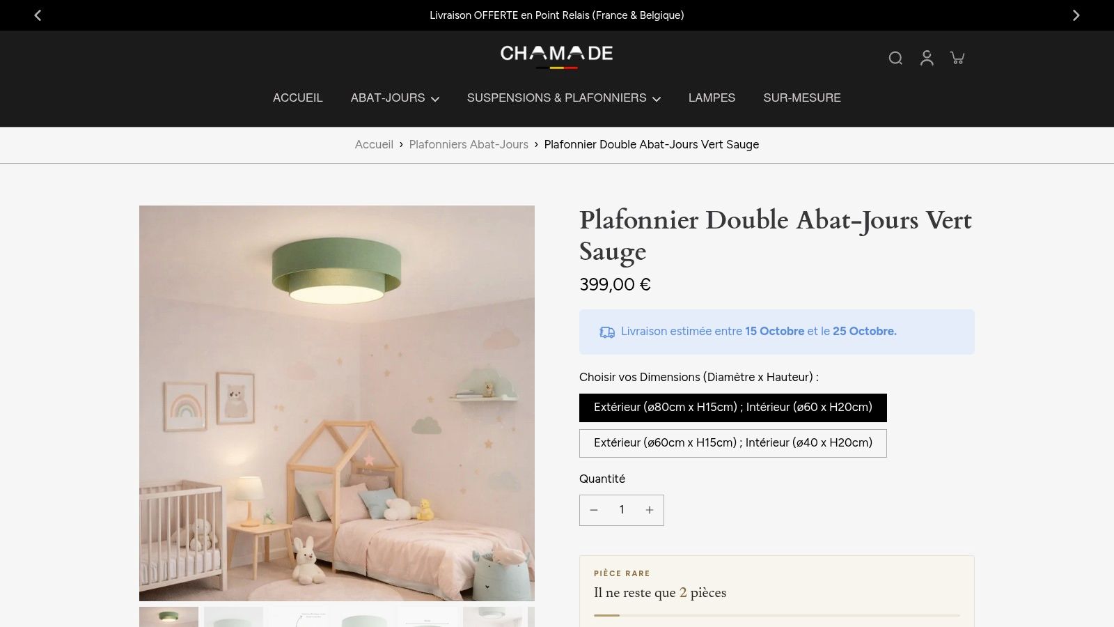 Screenshot from https://chamade-abat-jours-luminaires.myshopify.com/products/plafonnier-double-abat-jour-vert-sauge