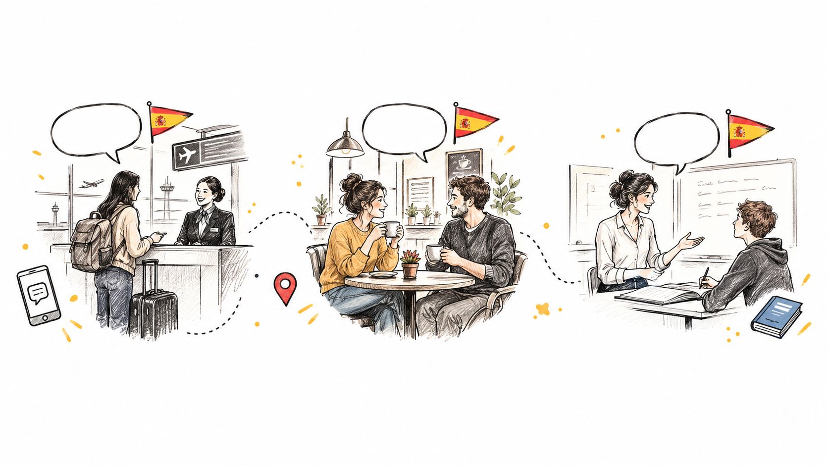 西班牙文簡單對話30組:初學者即學即用情境例句
