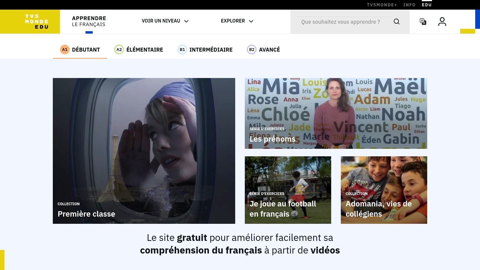 TV5MONDE「Apprendre le français」