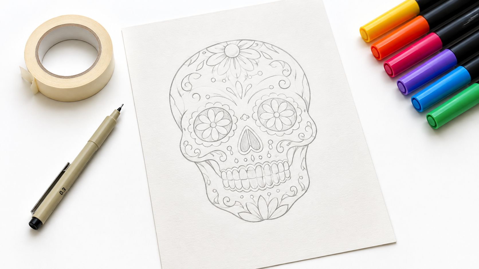Screenshot from https://colorbestie.example.com/screenshots/skull-lineart-prep.jpg