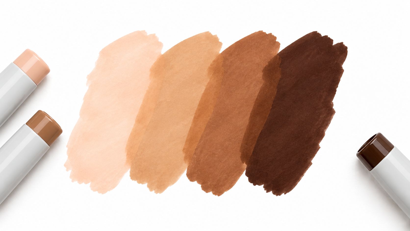 Four different skin tone color swatches painted with alcohol markers on a clean white background.