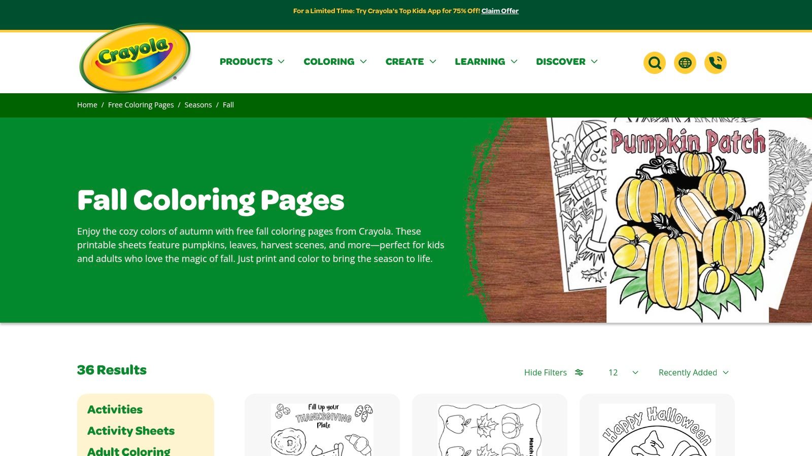 Crayola – Fall Coloring Pages