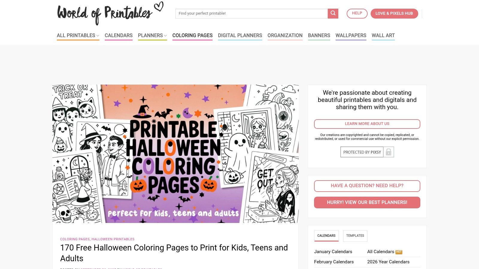 World of Printables, Curated Free Halloween Coloring Pages