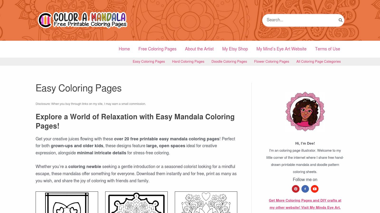 Color-a-Mandala, Easy Mandala Coloring Pages