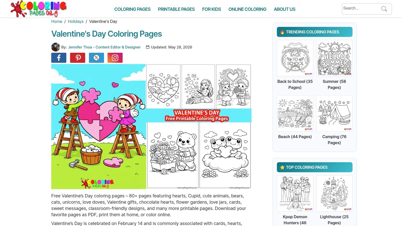 ColoringPagesOnly – Valentine's Day Category