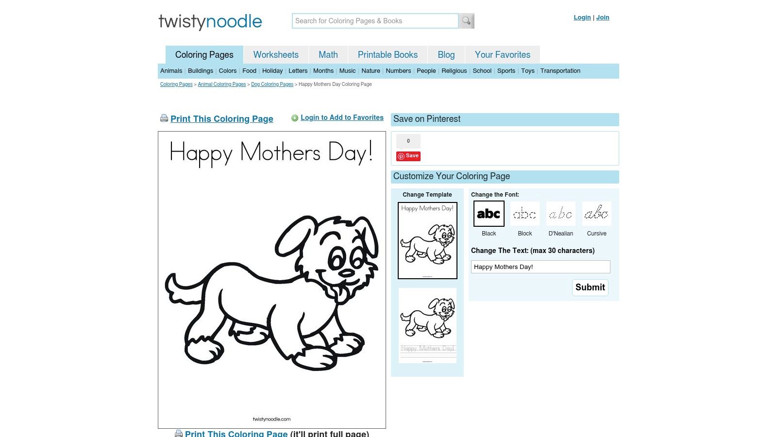 Twisty Noodle, Mother's Day Pages