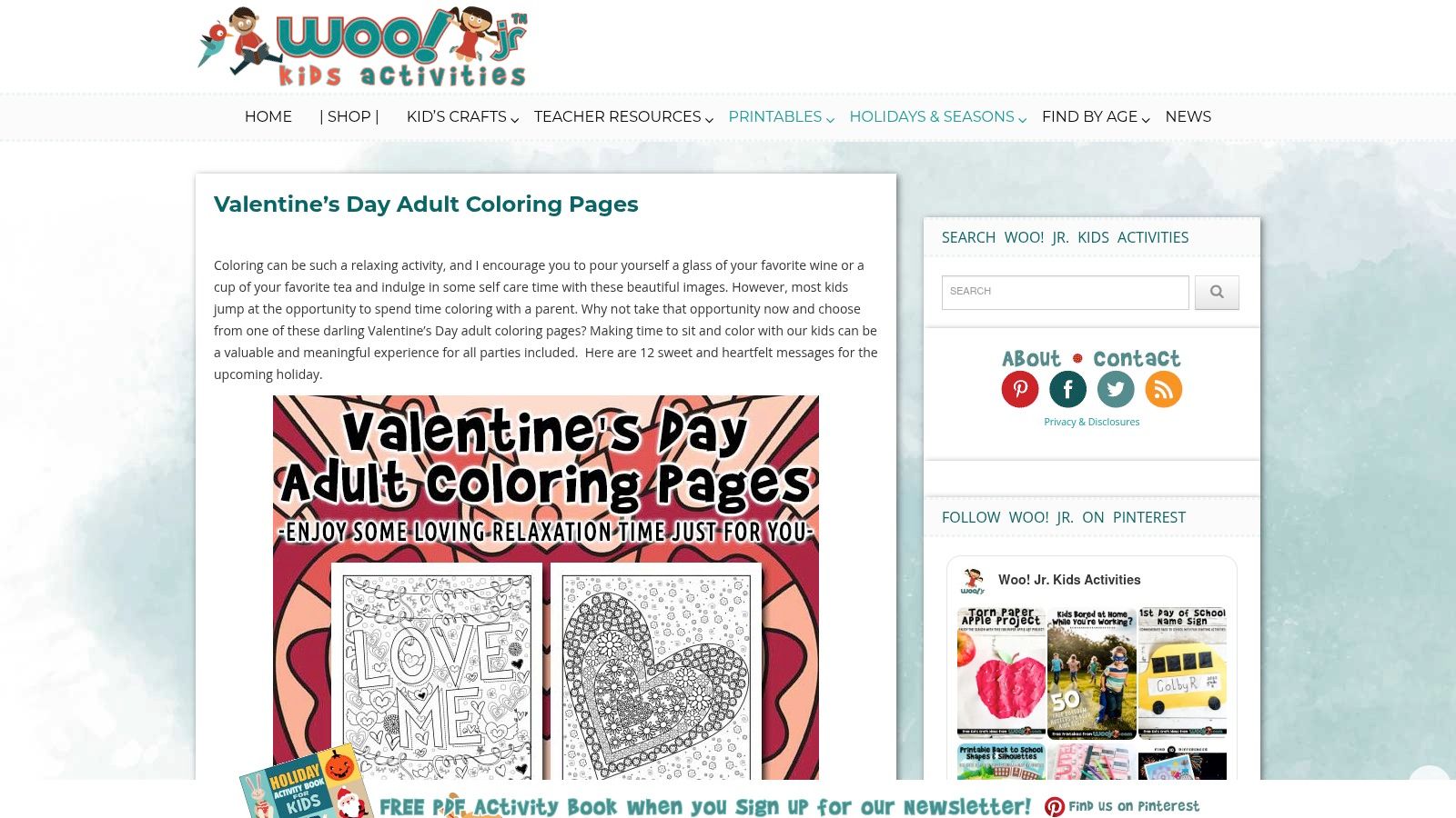 Woo! Jr. Kids Activities – Valentine Coloring (Kids + Adults)