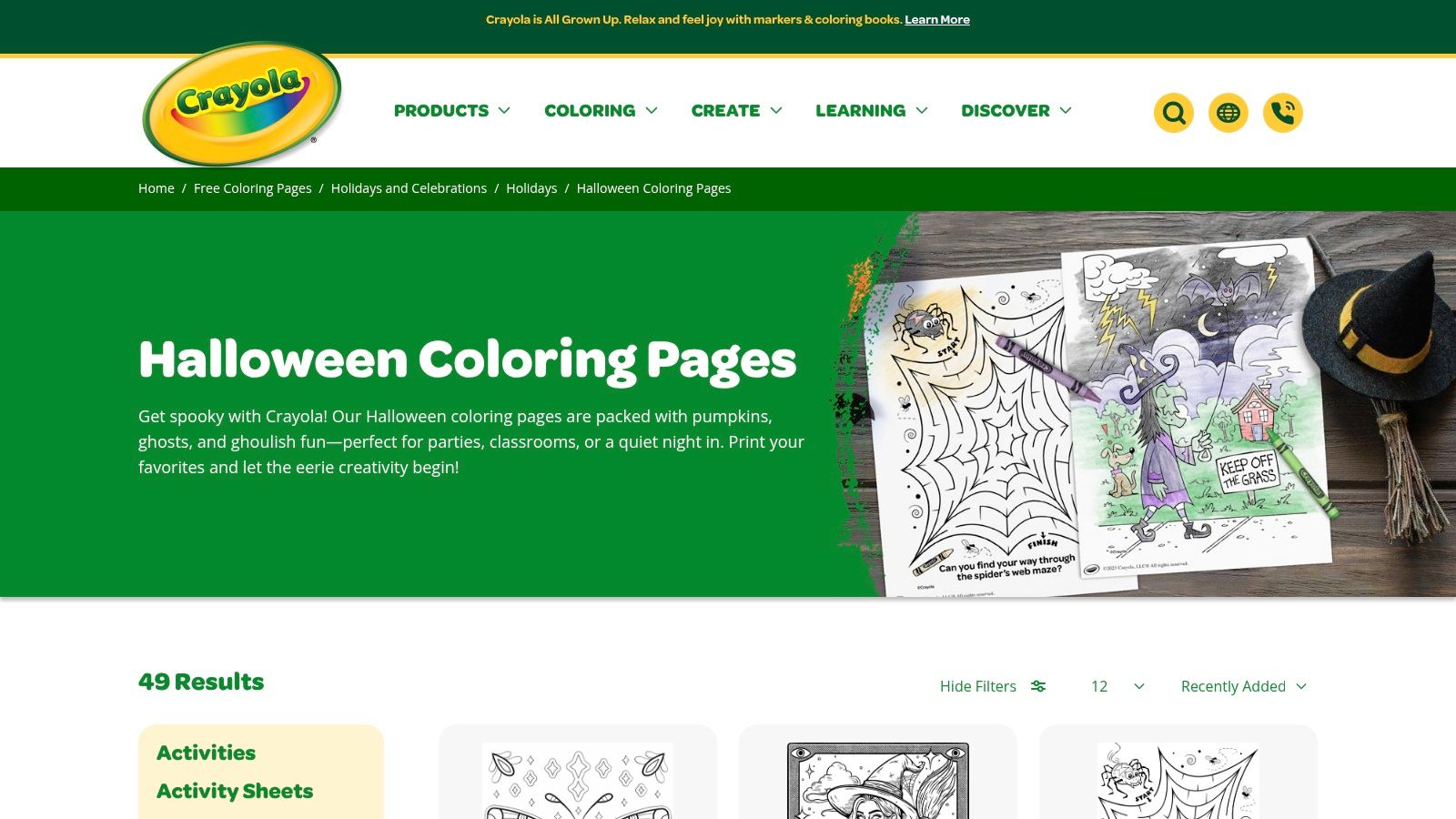 Crayola, Halloween Coloring Pages