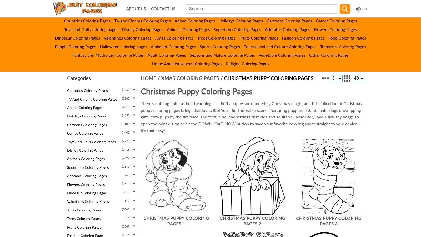 Just Coloring Pages – Christmas Puppy Set