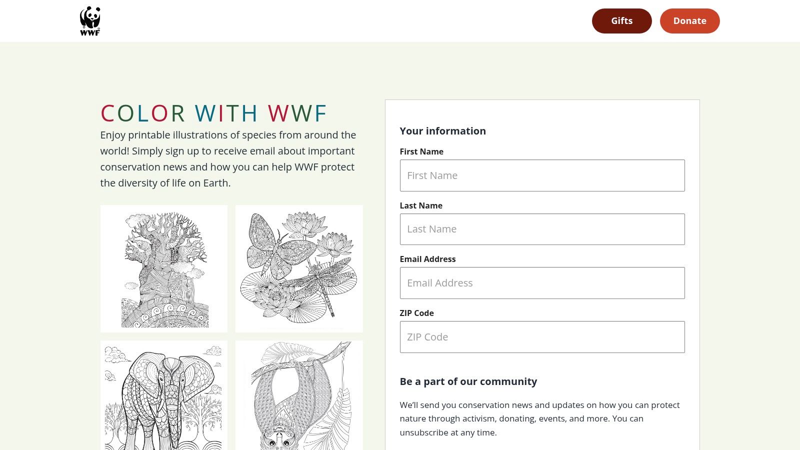 World Wildlife Fund (WWF) – Animal Coloring Pages/Book