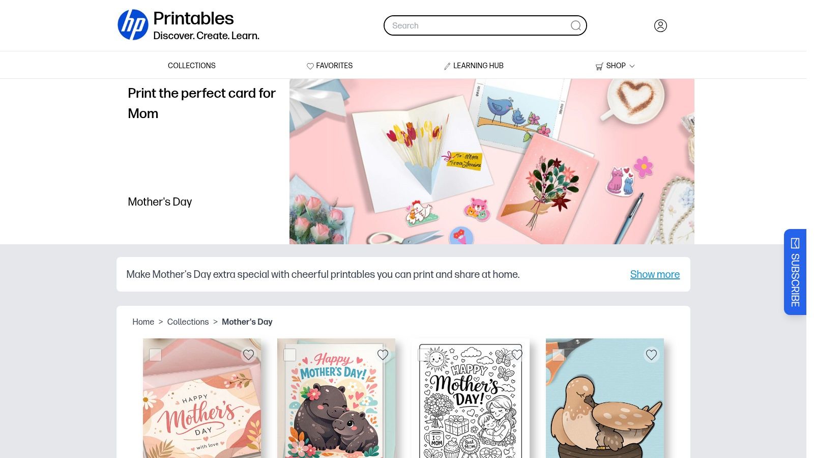 HP Printables, Mother's Day Collection