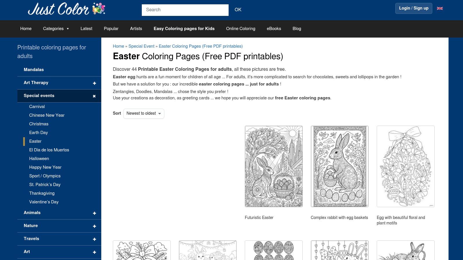 Just Color – Easter Coloring Pages for Adults