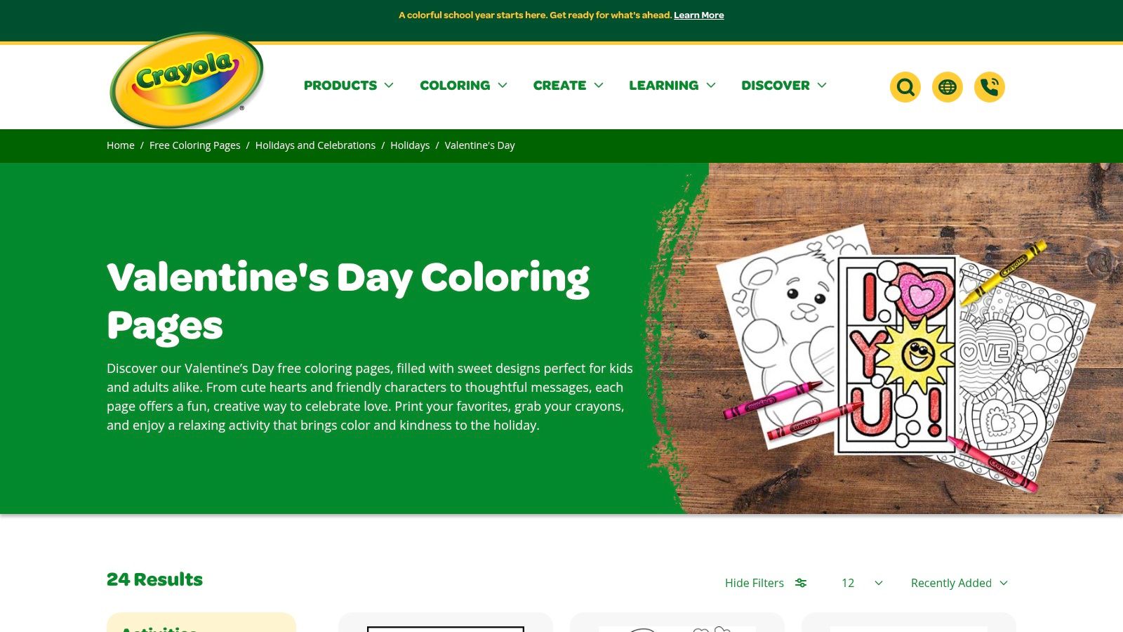 Crayola – Valentine's Day Coloring Pages