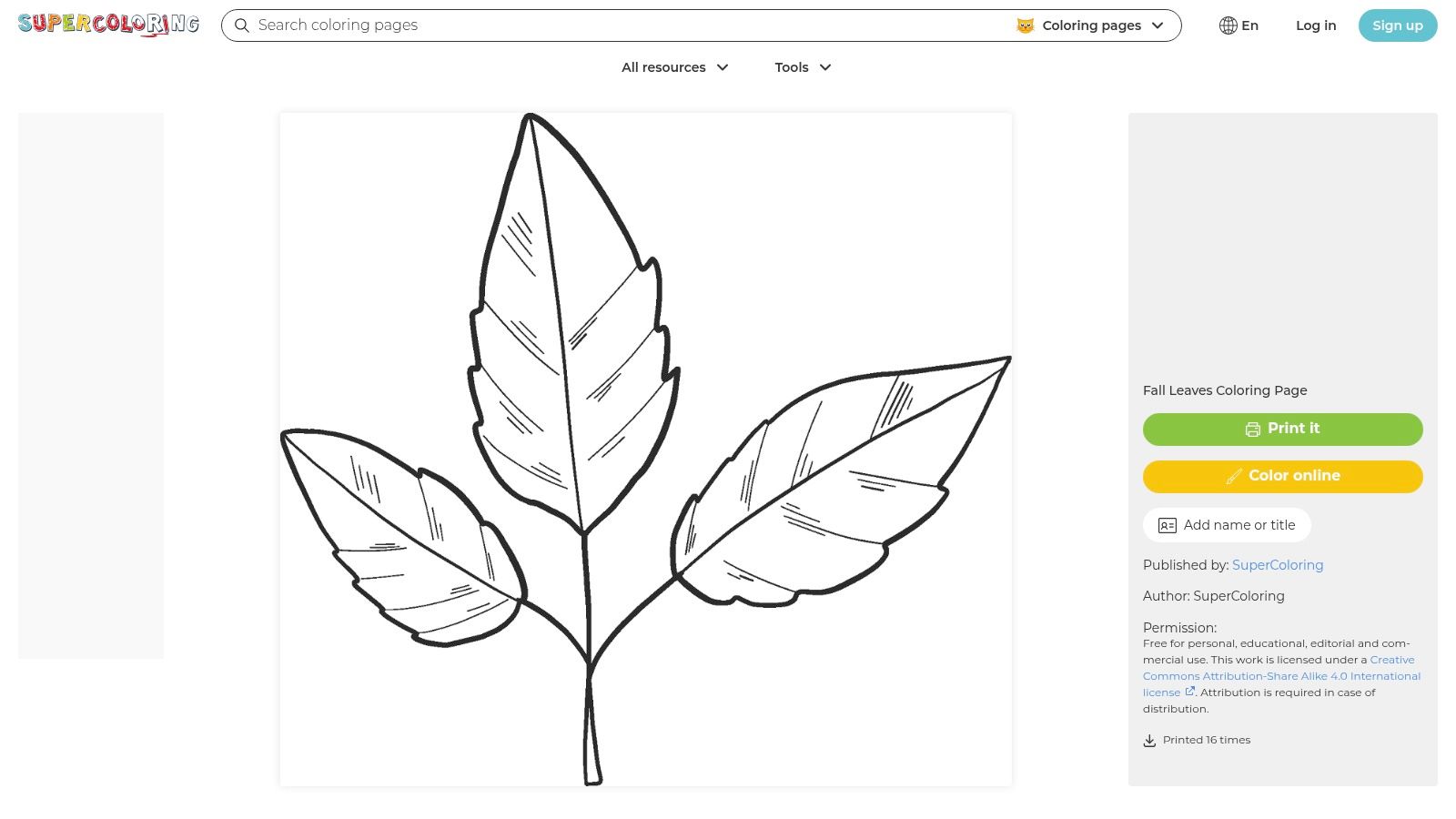SuperColoring, Leaves / Fall Leaves Archive