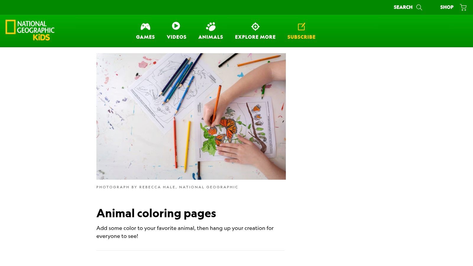 National Geographic Kids – Animal Coloring Pages