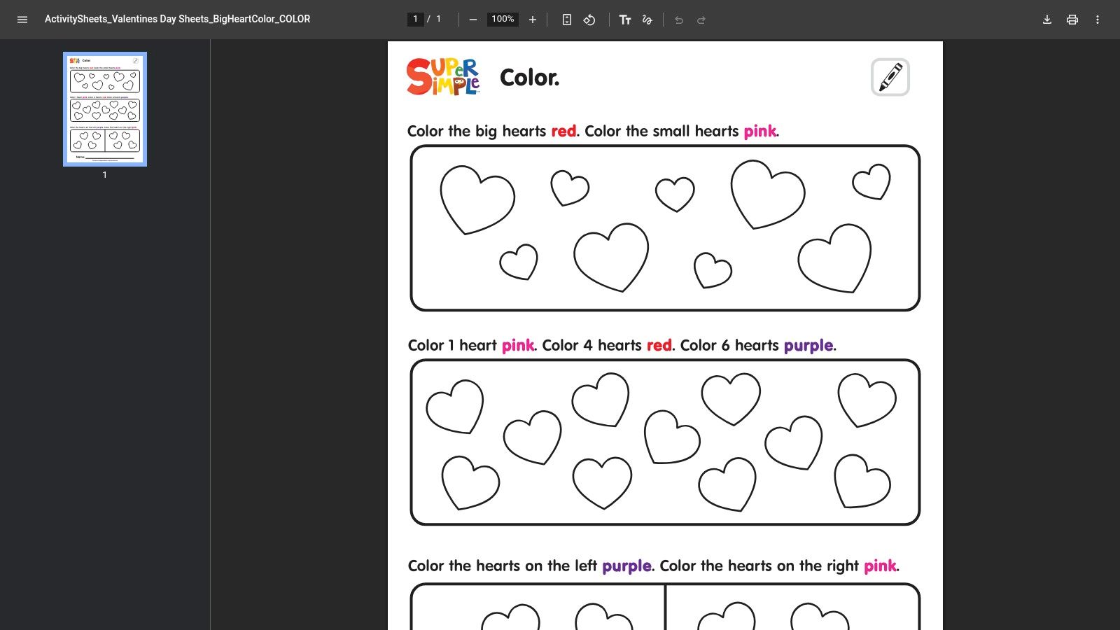 Super Simple – Valentine Coloring Sheets (PDF)