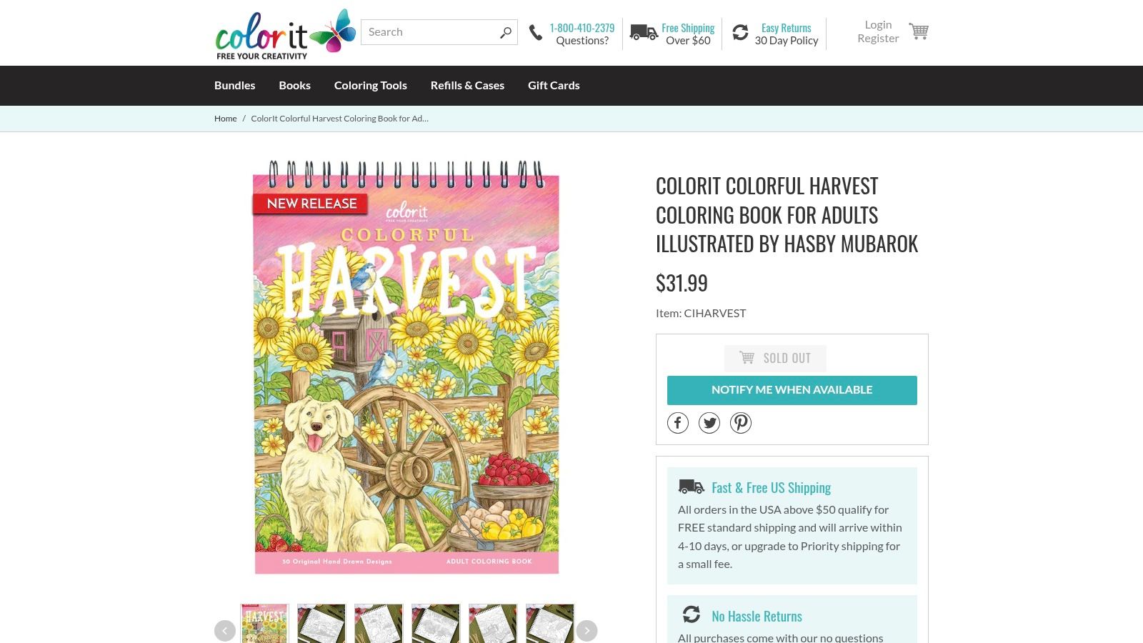 ColorIt, Colorful Harvest (adult coloring book)
