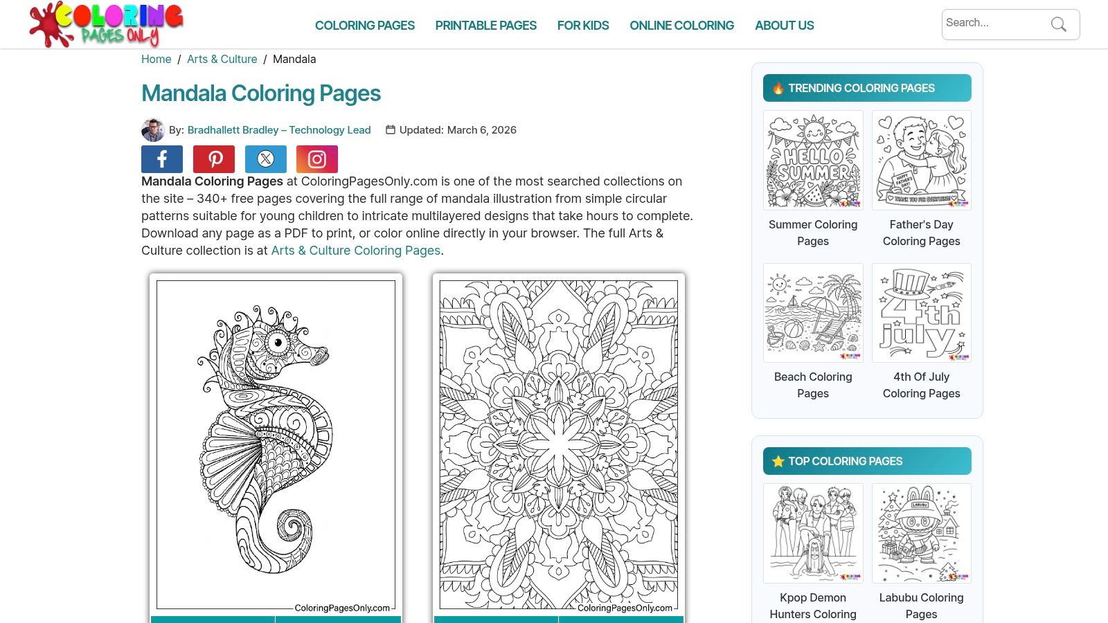 ColoringPagesOnly, 340+ Mandala Coloring Pages