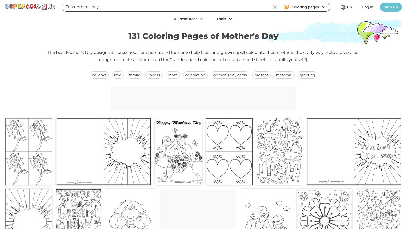 SuperColoring, Mother's Day Coloring Pages