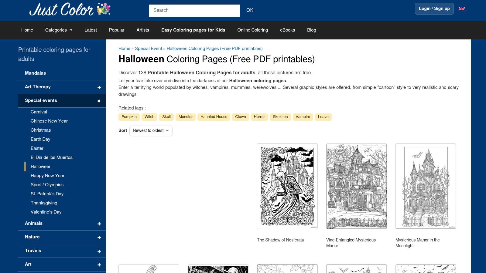 Just Color (JustColor.net), Halloween for Adults and Kids