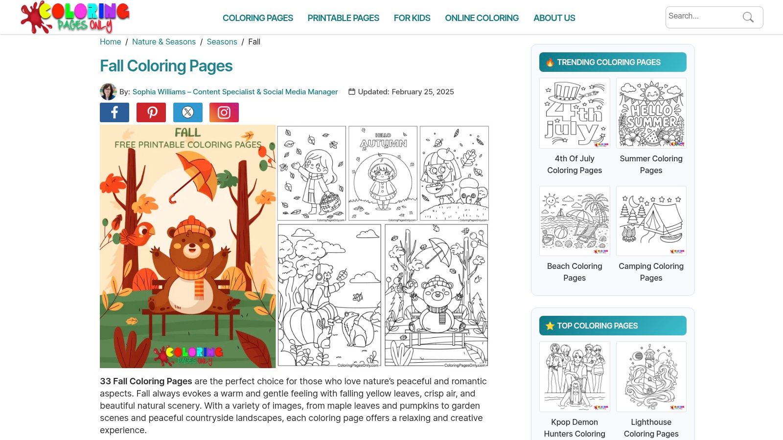 Coloring Pages Only – Fall Collection