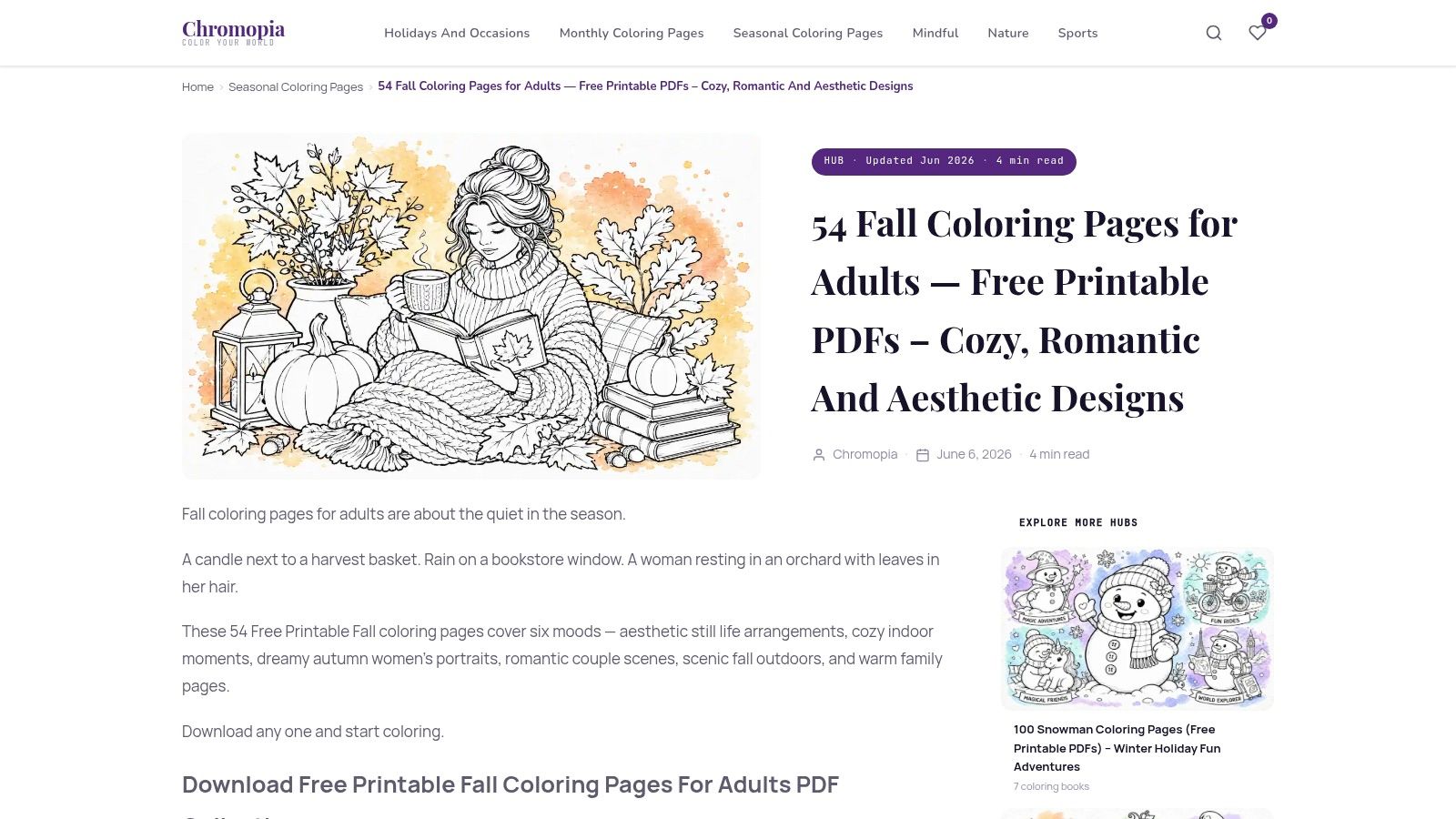 Chromopia, Fall Coloring Pages for Adults